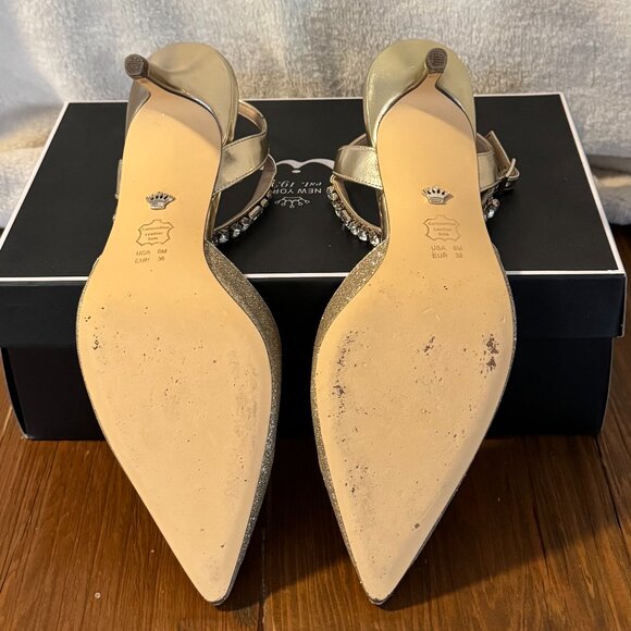 NINA Tonya Kitten Ankle Strap Slingback Gold Platino Glitter, sz 8 - Picture 6 of 8